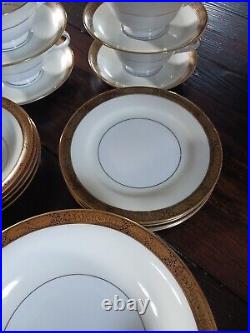 4 Complete 7 Piece Place Settings Noritake Goldkin Fine China Gold Trim VGC