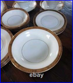 4 Complete 7 Piece Place Settings Noritake Goldkin Fine China Gold Trim VGC