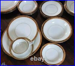 4 Complete 7 Piece Place Settings Noritake Goldkin Fine China Gold Trim VGC
