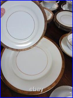 4 Complete 7 Piece Place Settings Noritake Goldkin Fine China Gold Trim VGC