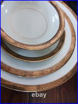 4 Complete 7 Piece Place Settings Noritake Goldkin Fine China Gold Trim VGC