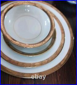 4 Complete 7 Piece Place Settings Noritake Goldkin Fine China Gold Trim VGC