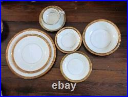 4 Complete 7 Piece Place Settings Noritake Goldkin Fine China Gold Trim VGC