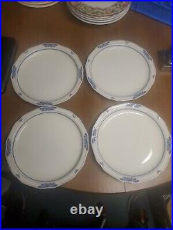 4 Dinner Plates Noritake Dutch Tile Blue and White China Set 7913 EUC bin16