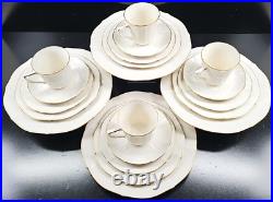 (4) Noritake Chandon 5 Pc Place Settings White Floral Gold Trim Elegant Dish Lot
