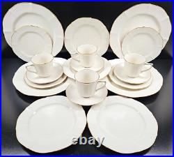(4) Noritake Chandon 5 Pc Place Settings White Floral Gold Trim Elegant Dish Lot