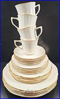 (4) Noritake Chandon 5 Pc Place Settings White Floral Gold Trim Elegant Dish Lot