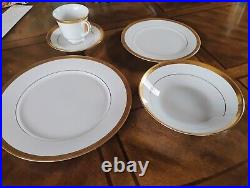 4 Sets Noritake QUEEN'S GOLD Porcelain Dinner Salad Soup Cup Saucer 20 pc. Mint