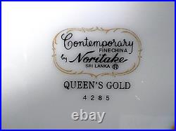 4 Sets Noritake QUEEN'S GOLD Porcelain Dinner Salad Soup Cup Saucer 20 pc. Mint