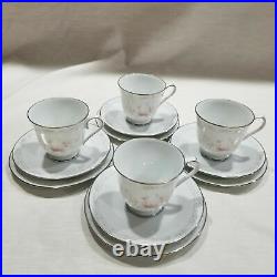 4 settings Noritake Carthage cup and saucers, with bread & butter plates