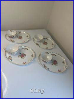4 x Noritake Dresdlina China Japan gold trim SNACK TRAY AND CUP SET