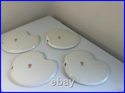 4 x Noritake Dresdlina China Japan gold trim SNACK TRAY AND CUP SET