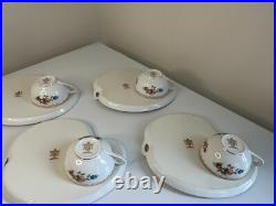 4 x Noritake Dresdlina China Japan gold trim SNACK TRAY AND CUP SET