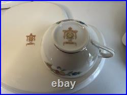 4 x Noritake Dresdlina China Japan gold trim SNACK TRAY AND CUP SET