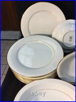 50 Pc Noritake Fine China GUENEVERE White Scroll #6517, Service for 10 ELOQUENT