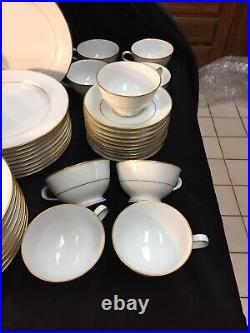 50 Pc Noritake Fine China GUENEVERE White Scroll #6517, Service for 10 ELOQUENT