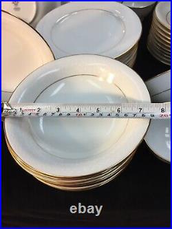 50 Pc Noritake Fine China GUENEVERE White Scroll #6517, Service for 10 ELOQUENT