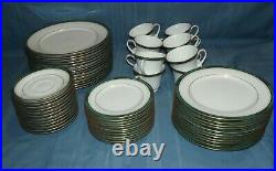 61 pc Noritake Contemporary Greens Court 4246 china set for 12 green gold rim