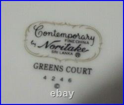 61 pc Noritake Contemporary Greens Court 4246 china set for 12 green gold rim