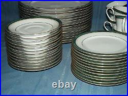 61 pc Noritake Contemporary Greens Court 4246 china set for 12 green gold rim