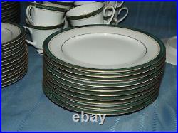 61 pc Noritake Contemporary Greens Court 4246 china set for 12 green gold rim