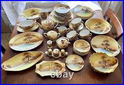 64 pc Noritake TREE IN THE MEADOW Service For 6 Hand Painted Antique Dinner Set