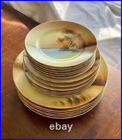 64 pc Noritake TREE IN THE MEADOW Service For 6 Hand Painted Antique Dinner Set