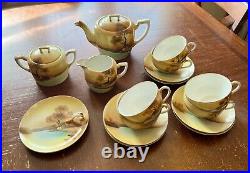 64 pc Noritake TREE IN THE MEADOW Service For 6 Hand Painted Antique Dinner Set
