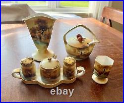 64 pc Noritake TREE IN THE MEADOW Service For 6 Hand Painted Antique Dinner Set