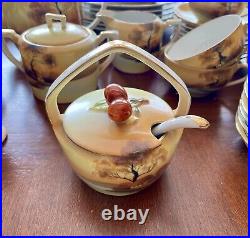64 pc Noritake TREE IN THE MEADOW Service For 6 Hand Painted Antique Dinner Set