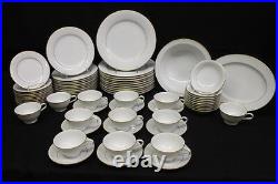 68 Pc Noritake Fine China GUENEVERE White Scroll #6517, Service for 11 (177)