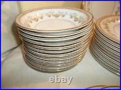 68 Pcs. Vintage Noritake Shelburne China Dinnerware Set Yellow Flowers with Gold