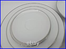 6 7pc Place Settings Noritake Fremont 6127 White/Silver Platinum Trim Edge