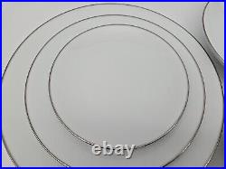 6 7pc Place Settings Noritake Fremont 6127 White/Silver Platinum Trim Edge