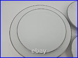 6 7pc Place Settings Noritake Fremont 6127 White/Silver Platinum Trim Edge
