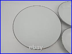6 7pc Place Settings Noritake Fremont 6127 White/Silver Platinum Trim Edge
