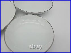 6 7pc Place Settings Noritake Fremont 6127 White/Silver Platinum Trim Edge