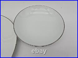 6 7pc Place Settings Noritake Fremont 6127 White/Silver Platinum Trim Edge