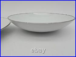 6 7pc Place Settings Noritake Fremont 6127 White/Silver Platinum Trim Edge
