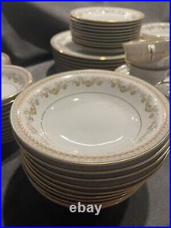 70 Pcs. Vintage Noritake Shelburne China Dinnerware Set Yellow Flowers with Gold