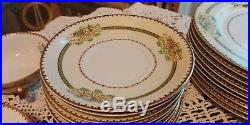 72 piece set of 1915 Antique Noritake China with rare green floral m mark