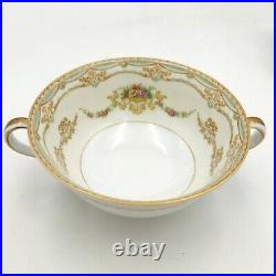 (7) Vtg Noritake China Ashley 3928 Japan Floral Handled Cream Soup Bowl & Saucer