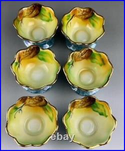 7 pcs SET ANTIQUE NORITAKE JAPAN HAND PAINTED WALNUT SHAPED BOWL