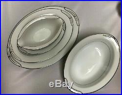 80 PCS Noritake Derry White China 11 place settings Platters Lugged Cereal Bowl
