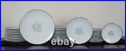 83 Pc Noritake Japan China 5912 Taryn Dinnerware Set Platinum Leaves Trim Vtg