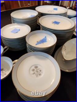 89 Piece Set Noritake Blue/gold Floral Vanessa China Set