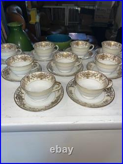 8 Noritake Fine China GOLD CHRISTMAS BALL CUPS & SAUCERS Sets
