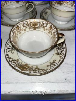 8 Noritake Fine China GOLD CHRISTMAS BALL CUPS & SAUCERS Sets