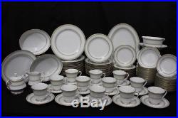 92pc Noritake EUGENIA China Set White Flower on Green Shade MINT Service for 12