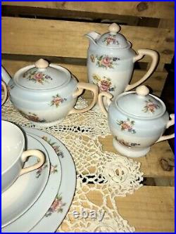 9 Pcs Tea Service & Breakfast Set Noritake Morimura China Blue/white Flowe